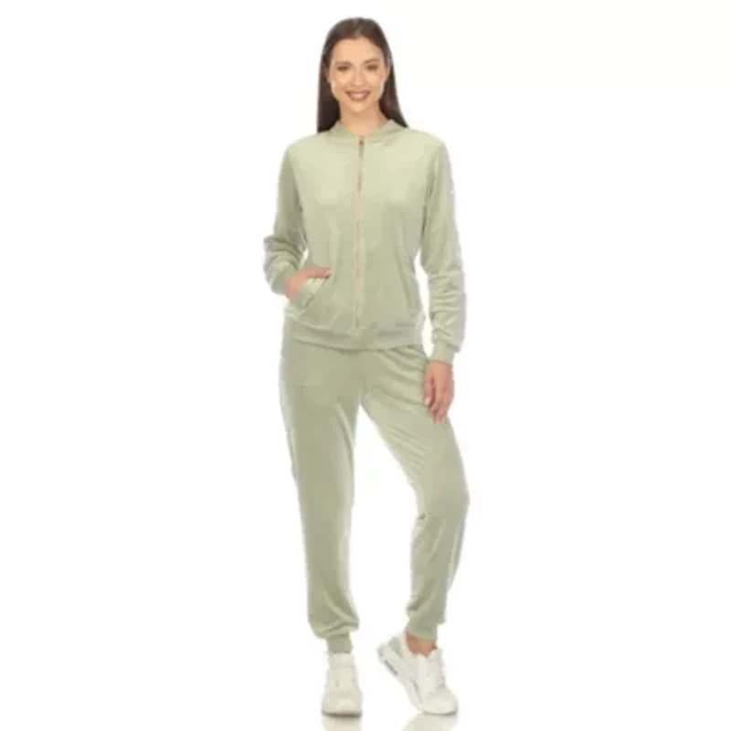 2-Piece Velour with Faux Leather Stripe