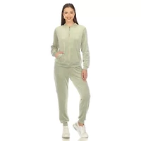 2-Piece Velour with Faux Leather Stripe