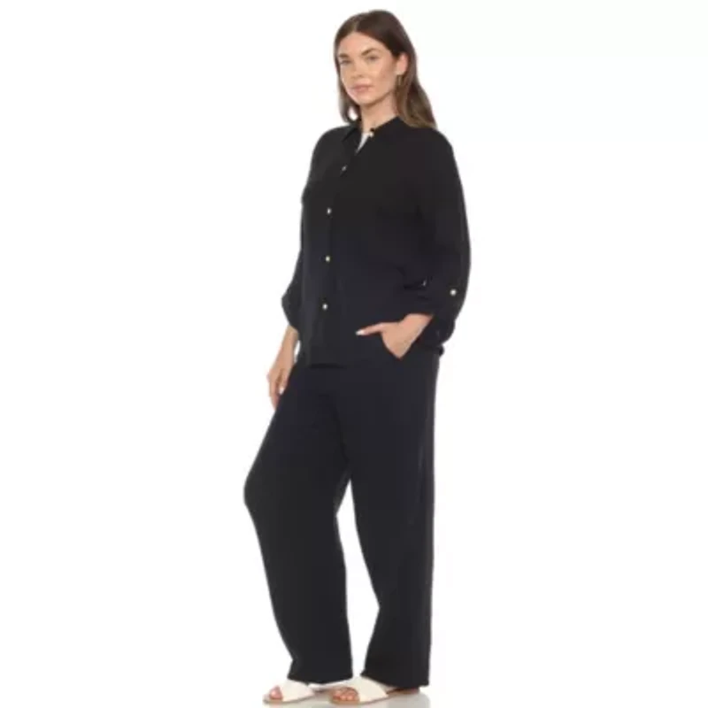 Women's Long Sleeve Button Down Cotton Gauze Set