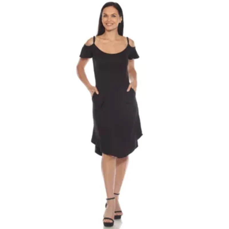 Women's Casual Scoop Neck Flutter Sleeve Knee Length Dress