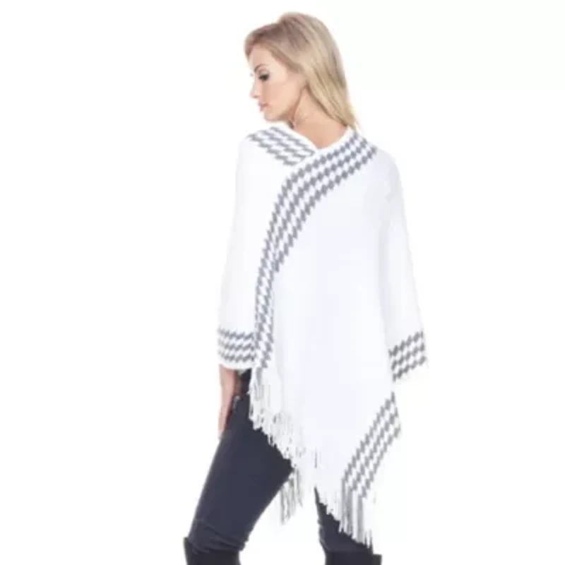 Women’s Knit Poncho with Fringe Hem