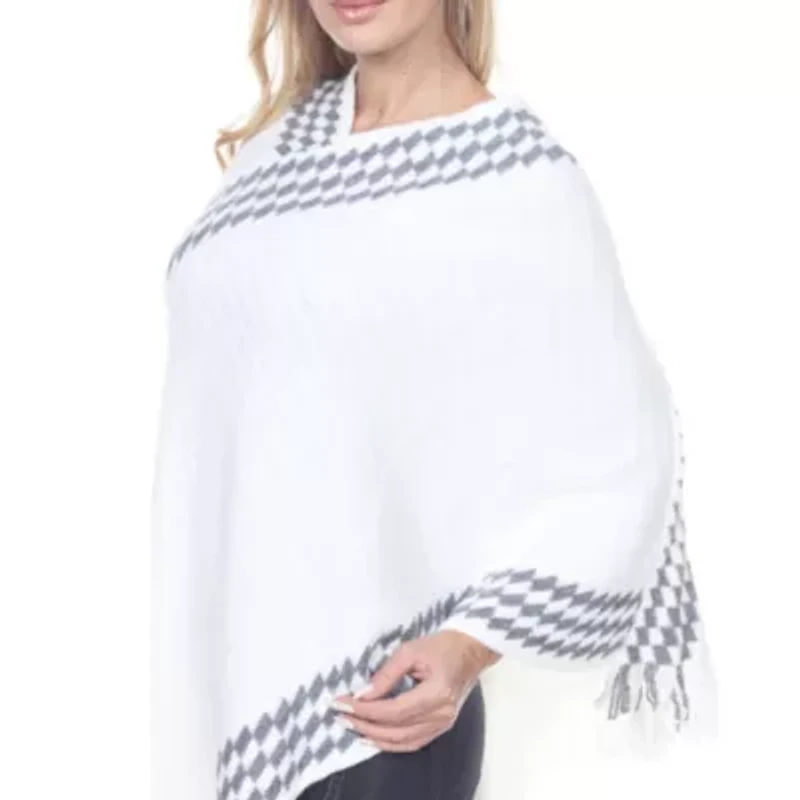 Women’s Knit Poncho with Fringe Hem