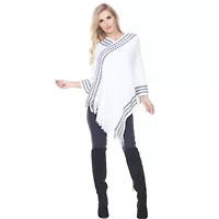 Women’s Knit Poncho with Fringe Hem