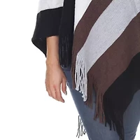 Women’s Striped Knit Fringe Poncho