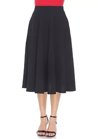 Women's Flared Midi Skirt with Pockets