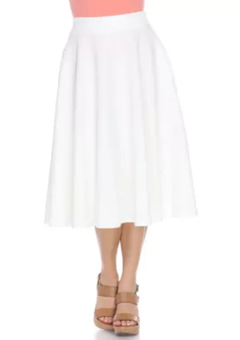 Women's Flared Midi Skirt with Pockets