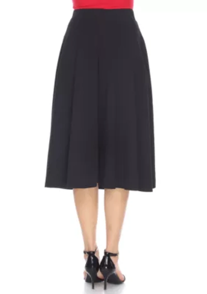 Women's Flared Midi Skirt with Pockets