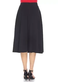 Women's Flared Midi Skirt with Pockets