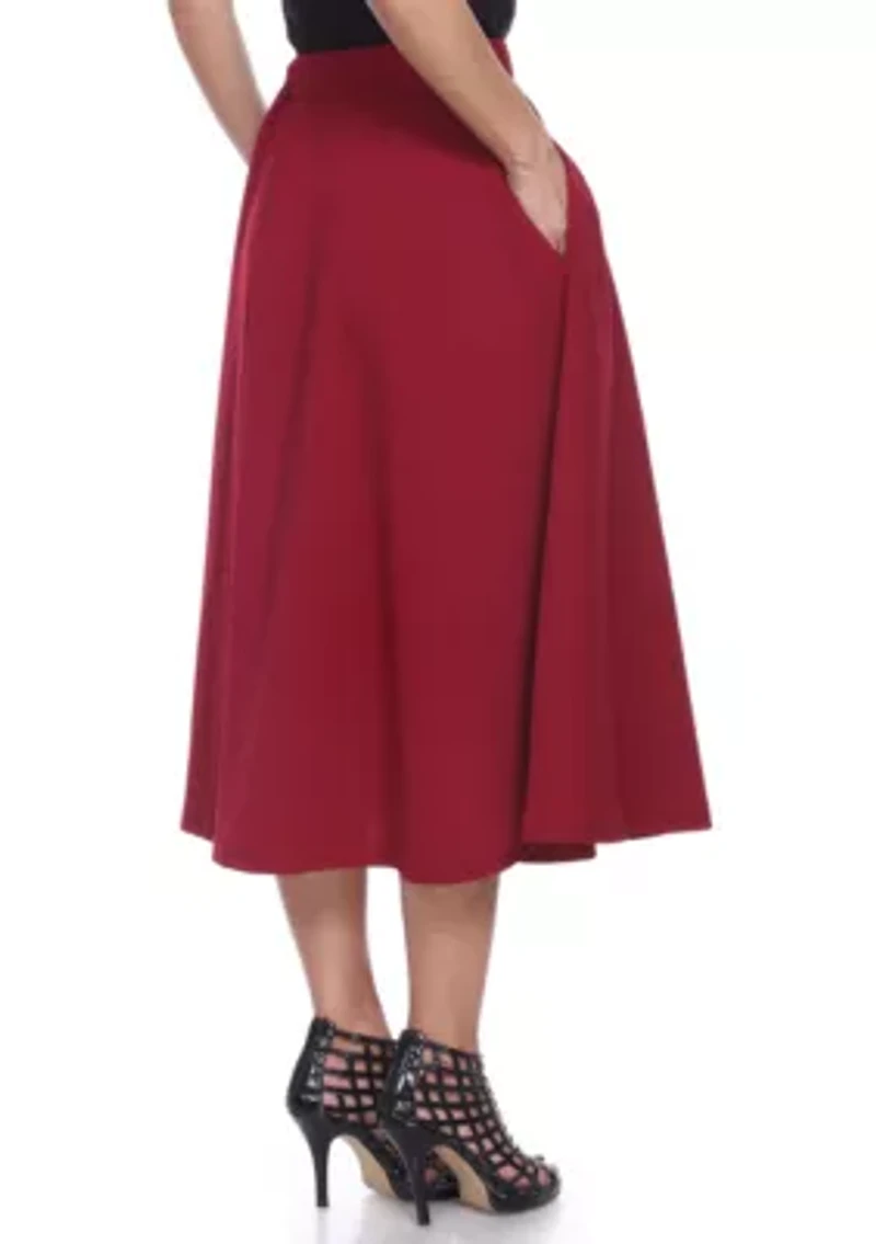 Women's Flared Midi Skirt with Pockets