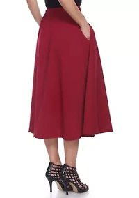 Women's Flared Midi Skirt with Pockets