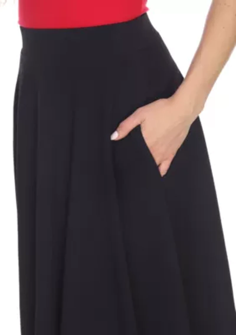 Women's Flared Midi Skirt with Pockets
