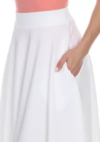 Women's Flared Midi Skirt with Pockets