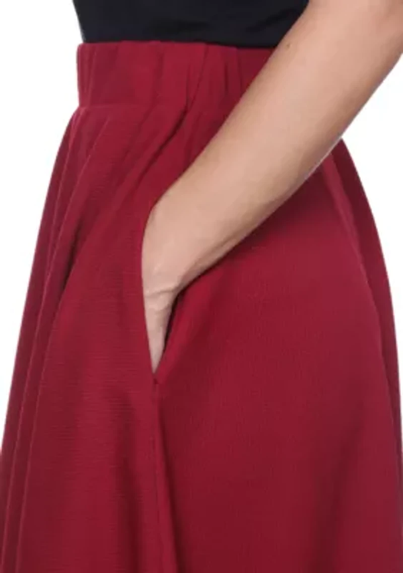 Women's Flared Midi Skirt with Pockets