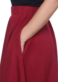 Women's Flared Midi Skirt with Pockets