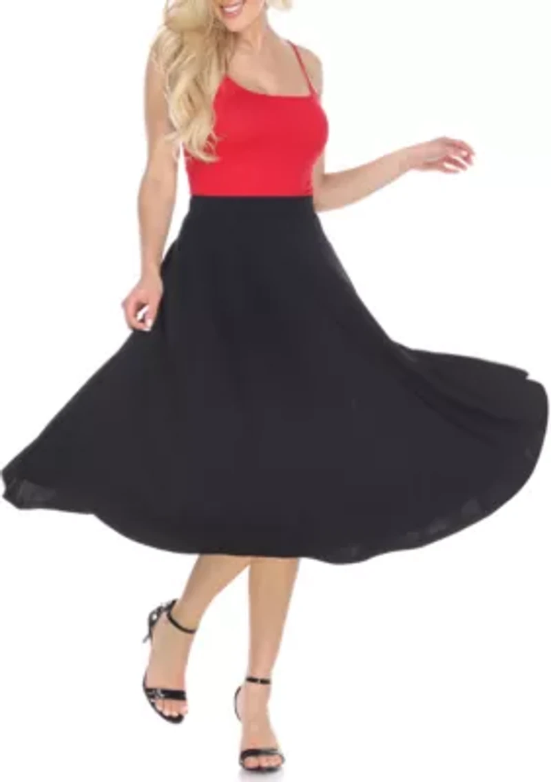 Women's Flared Midi Skirt with Pockets