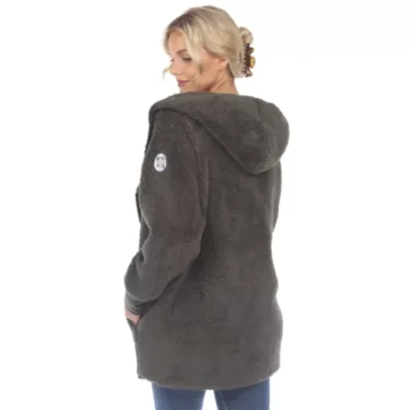 Plush Hooded Cardigan with Pockets