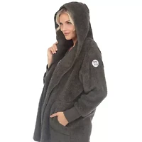 Plush Hooded Cardigan with Pockets
