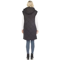 Diamond Quilted Hooded Puffer Vest