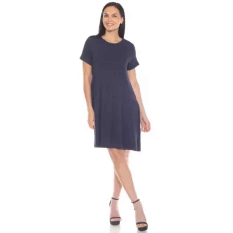 Women's Asymmetrical Waist and Short Sleeve Swing Dress