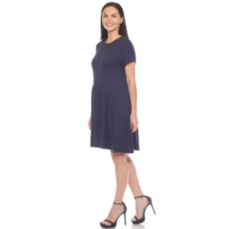 Women's Asymmetrical Waist and Short Sleeve Swing Dress
