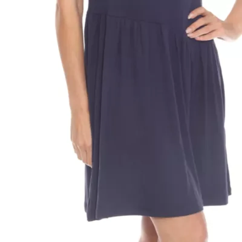 Women's Asymmetrical Waist and Short Sleeve Swing Dress