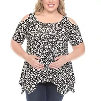 Women's Cold Shoulder Leopard Print Maternity Top