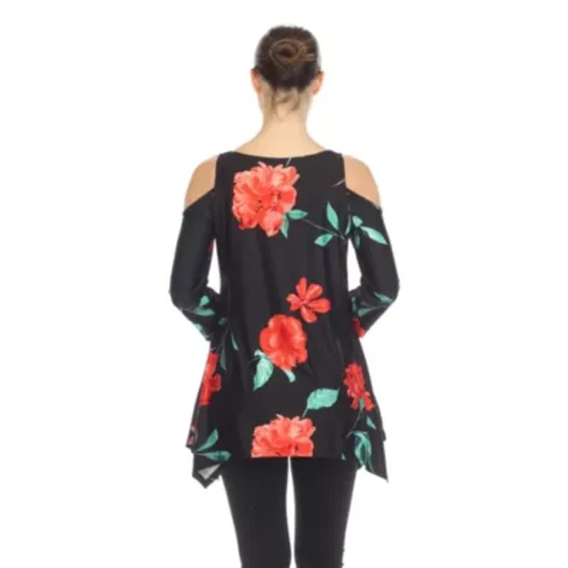 Maternity Floral Printed Cold Shoulder Tunic