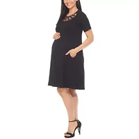 Crisscross Neckline Maternity Dress with Pockets