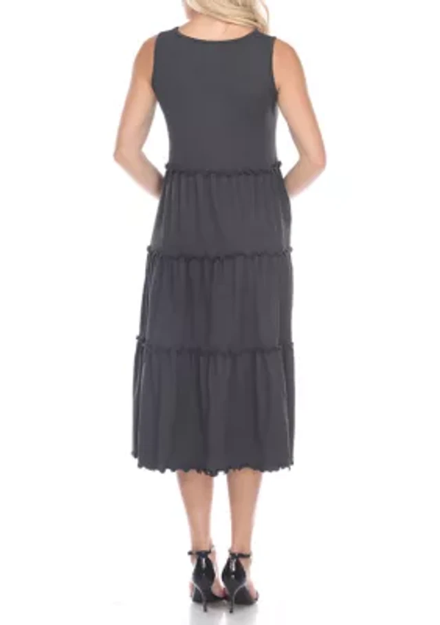the helena square-neck tiered midi dress: smocked denim edition The Helena Square-Neck Tiered Midi Dress: Smocked