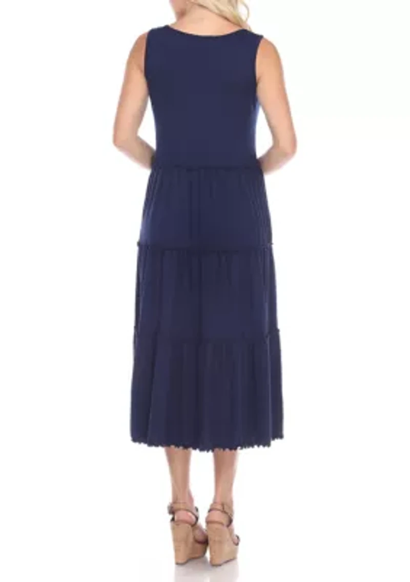 Maternity Scoop Neck Tiered Midi Dress