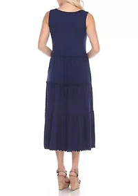 Maternity Scoop Neck Tiered Midi Dress