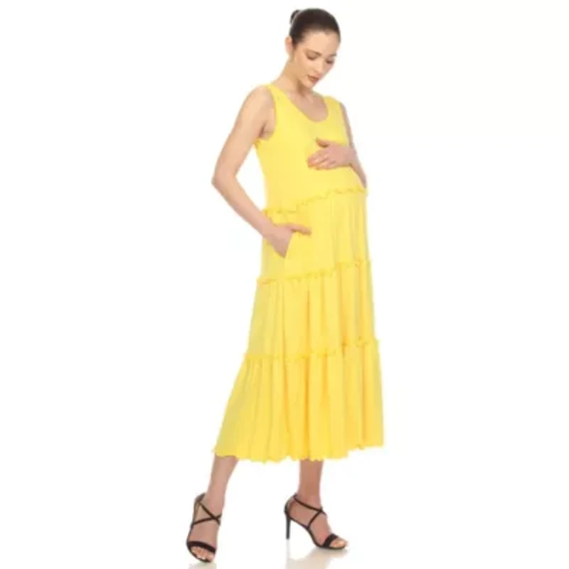 Maternity Scoop Neck Tiered Midi Dress