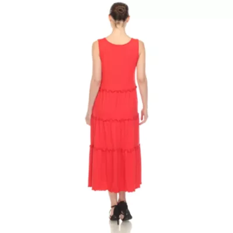 Maternity Scoop Neck Tiered Midi Dress