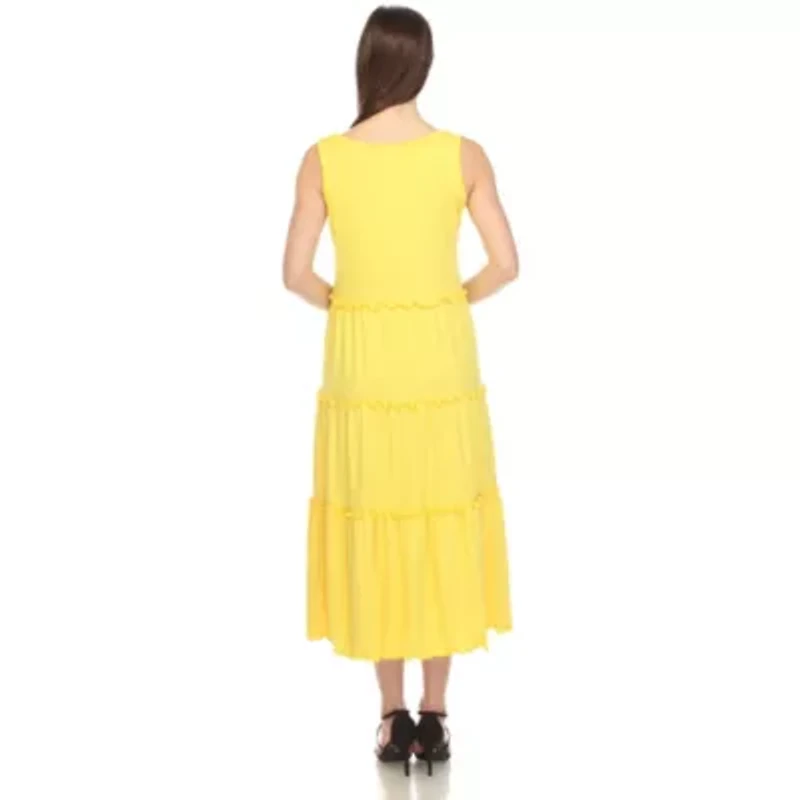 Maternity Scoop Neck Tiered Midi Dress