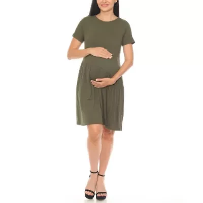 Asymmetrical Waistline Maternity Dress
