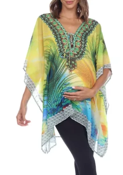 Maternity Short Caftan with Tie-up Neckline