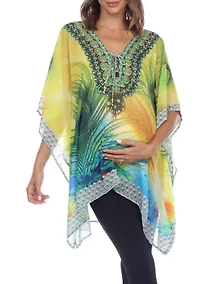 Maternity Short Caftan with Tie-up Neckline