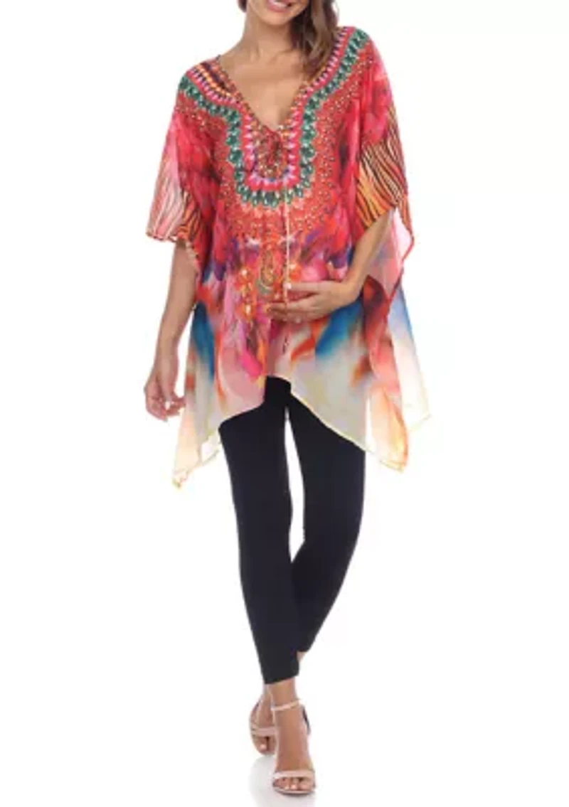 Maternity Short Caftan with Tie-up Neckline