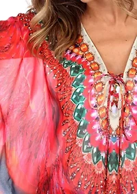 Maternity Short Caftan with Tie-up Neckline
