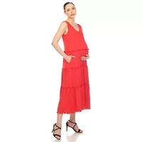 Maternity Scoop Neck Tiered Midi Dress