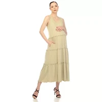 Maternity Scoop Neck Tiered Midi Dress