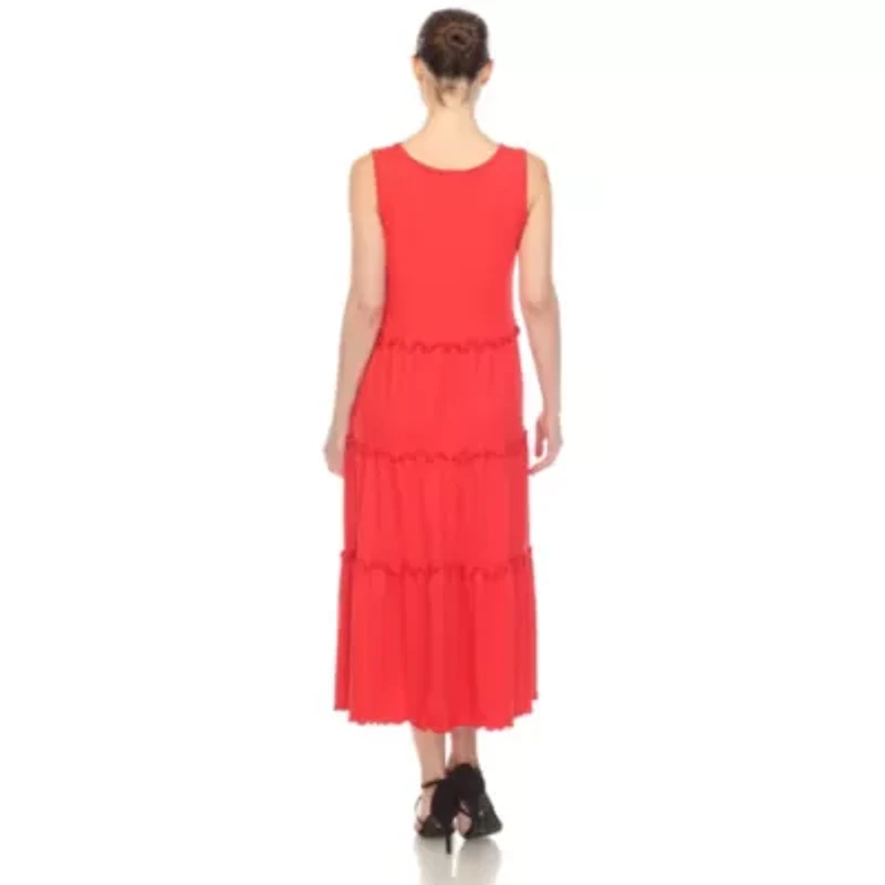 Maternity Scoop Neck Tiered Midi Dress