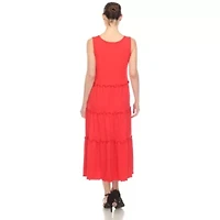 Maternity Scoop Neck Tiered Midi Dress