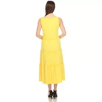 Maternity Scoop Neck Tiered Midi Dress