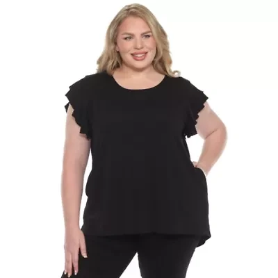 Plus Ruffled Sleeve Solid Top