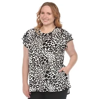Plus Bold Leopard Print Ruffle Sleeve Top