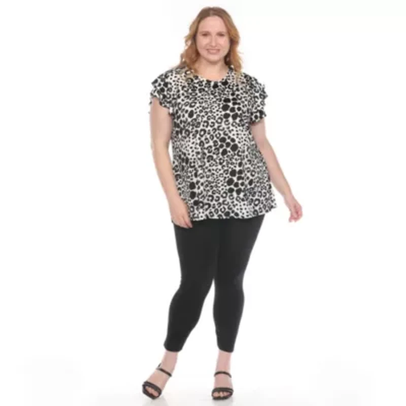 Plus Bold Leopard Print Ruffle Sleeve Top