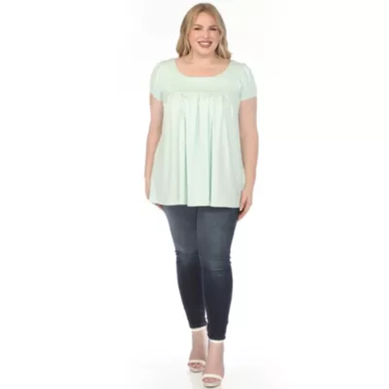 Plus Cap Sleeve Pleated Top