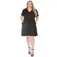 Plus V-Neck Short Sleeve Dress