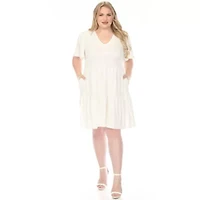 Plus V-Neck Short Sleeve Dress